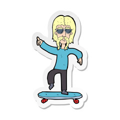 sticker of a cartoon old skater