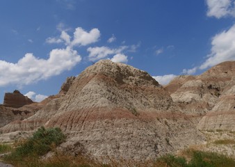 Close up of rock formations, Badlands National Park in South Dakota, USA.