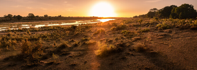 Beautiful Panorama sunset and sunrise at lower sabie camp,kruger national park, soth africa