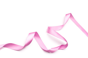 pink satin ribbon isolated on white backgroun