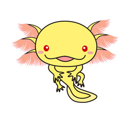 ウーパールーパー　全身　ゴールデン　アルビノ　イラスト