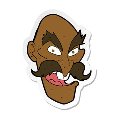 sticker of a cartoon evil old man face