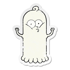 distressed sticker of a cartoon ghost