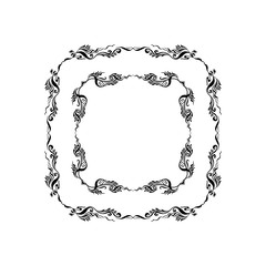 set of vintage frames. hand drawn black and white vector illustration
