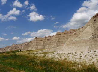 Fototapeta na wymiar Wide shot of the rock formations at Badlands National Park in South Dakota, USA