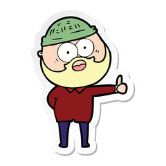 sticker of a cartoon bearded man giving thumbs up sign
