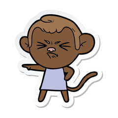sticker of a cartoon annoyed monkey