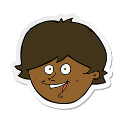 sticker of a cartoon happy boy face