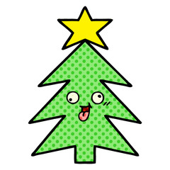 comic book style cartoon christmas tree