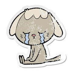 distressed sticker of a cartoon dog