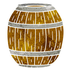 retro cartoon doodle of a wooden barrel