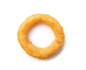 Tasty onion ring on white background