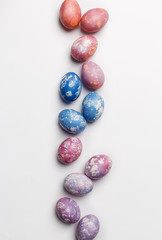 Free space background colorful easter eggs with copy space for text, isolated on white background.