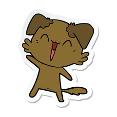 sticker of a happy little dog cartoon