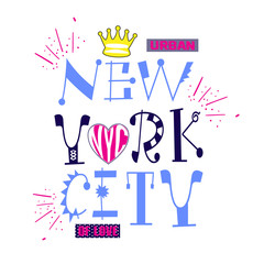 New York city style typography, t-shirt graphics, vectors, girl  - 254848025