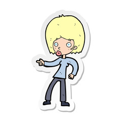 sticker of a cartoon woman pointing