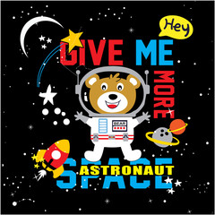 Funny bear astronaut animal cartoon vector - 254848218