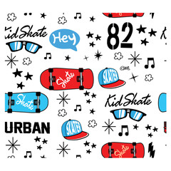 skateboards pattern illustration vector - 254848286