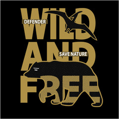 Wild animal silhouette typographic t shirt design vector - 254848444