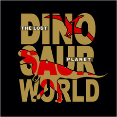 dinosaur world silhouette typographic t shirt design vector - 254848485