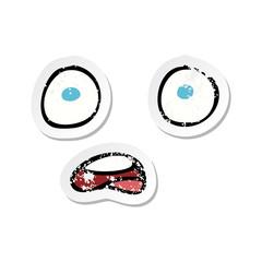 Obraz premium retro distressed sticker of a shocked cartoon face