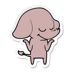 sticker of a cartoon smiling elephant
