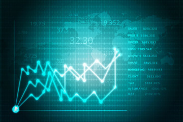 2d rendering Stock market online business concept. business Graph 
