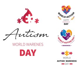 World autism day isolated icons disability socializing problem