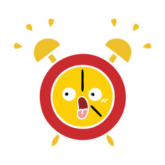 flat color retro cartoon alarm clock