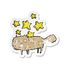 retro distressed sticker of a cartoon magical cat