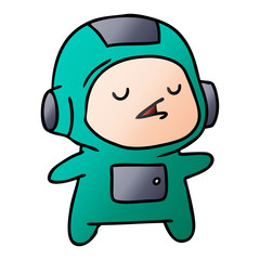 gradient cartoon of a kawaii cute astronaut boy