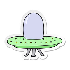 sticker of a cartoon spaceship