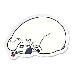 sticker of a ill polar bear cartoon