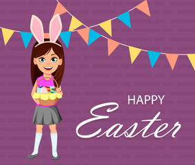 Happy Easter greeting card. Vector illustration