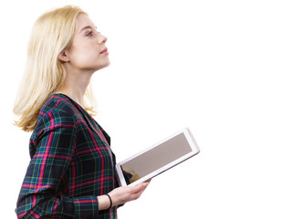 Young woman using tablet