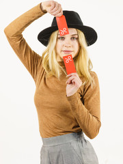 Woman after sale shopping