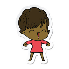 sticker of a cartoon laughing woman
