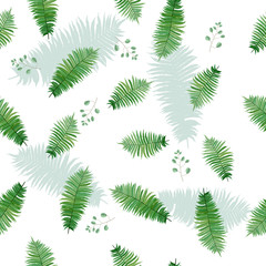 Fototapeta na wymiar fern with branch. seamless pattern on white background
