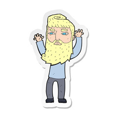 sticker of a cartoon bearded man waving arms