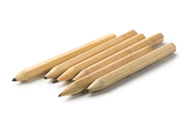 Short Pencils on Isolated White Background
