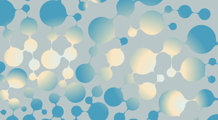 abstract connected bubbles background in silver blue shades