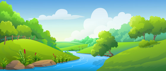 paysage forêt et rivière pendant la journée