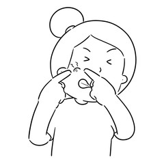 vector of woman squeezing acne