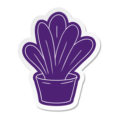 cartoon sticker of a green indoor plant