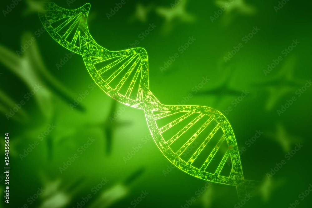 Poster 2d render of dna structure, abstract background