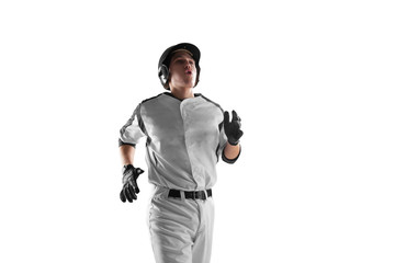 Baseball player isolated on white.