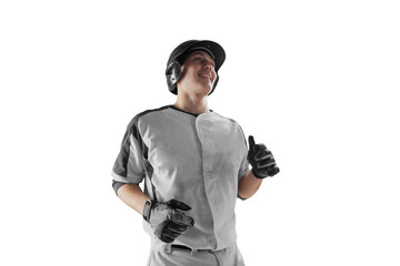 Baseball player isolated on white.