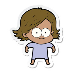 sticker of a happy cartoon girl