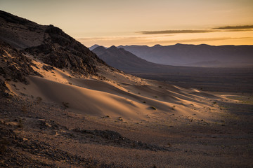 Sunrise in Sahara desert.