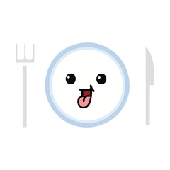 flat color retro cartoon dinner plate